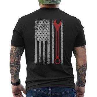 Auto Repairman Car Mechanic Wrench Workshop Tools Usa Flag Men's Back Print T-shirt | Mazezy