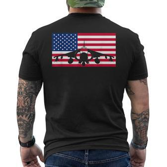 Av8b Harrier Ii VStol Jump Jet Airplane Usa Flag Men's Back Print T-shirt | Mazezy