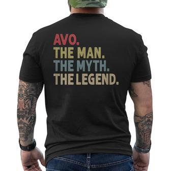 Avo The Man The Myth The Legend Grandpa Fathers Day Gift For Mens Mens Back Print T-shirt - Seseable