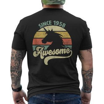 Awesome Since 1958 Retro Unicorn Birthday Vintage Men's T-shirt Back Print - Seseable