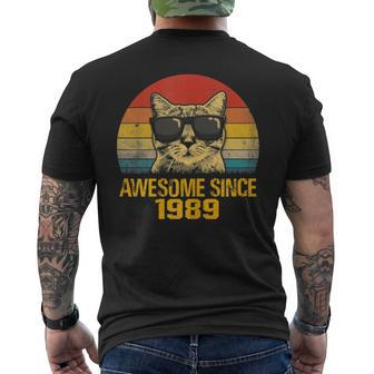 Awesome Since 1989 30Th Birthday Cat Lover T Shirt Men's Back Print T-shirt | Mazezy