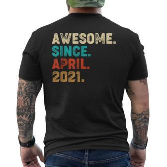 Awesome Since April 2021 2Nd Birthday 2 Years Old Men's Back Print T-shirt | Mazezy