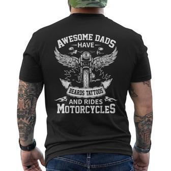 Awesome Dads Have Beards Tattoos And Rides Motorcycles Men's Crewneck Short Sleeve Back Print T-shirt - Seseable