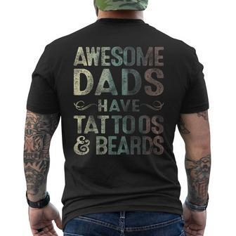 Awesome Dads Have Tattoos & Beards Bearded Dad Fathers Day Gift For Mens Mens Back Print T-shirt | Mazezy