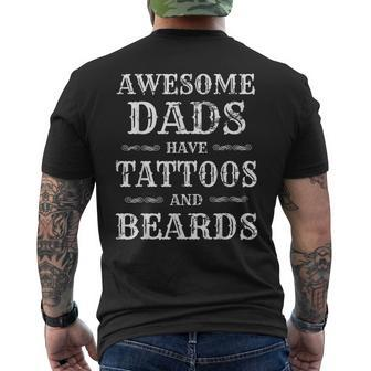 Mens Awesome Dads Have Tattoos & Beards Vintage Fathers Day Men's T-shirt Back Print - Seseable