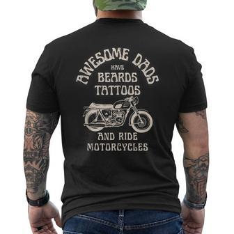 Awesome Dads Have Tattoos And Beards And Ride Motorcycle Men Men's T-shirt Back Print - Seseable