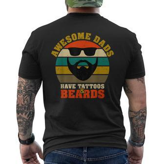 Awesome Dads Have Tattoos And Beards Vintage Fathers Day V4 Men's T-shirt Back Print - Seseable