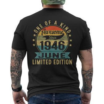 Awesome Since June 1946 Vintage 77Th Birthday 77 Year Old Men's Back Print T-shirt | Mazezy