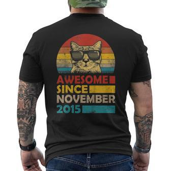 Awesome Since November 2015 4Th Birthday Cat Men's Back Print T-shirt | Mazezy