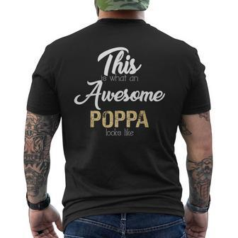 Awesome Poppa Gift Grandfather From Granddaughter Grandson Gift For Mens Mens Back Print T-shirt | Mazezy