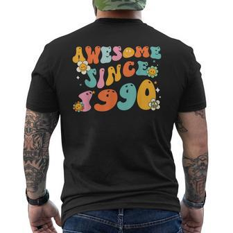 Awesome Since 1990 33 Years Old 33Rd Birthday Retro Groovy Mens Back Print T-shirt - Seseable