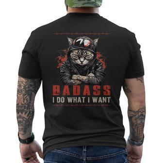 Badass I Do What I Want Cool Vintage Retro Funny Cat Lover Mens Back Print T-shirt - Seseable