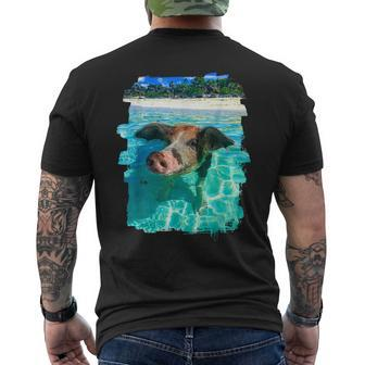 The Bahamas Swimming Pig Caribbean Beach Trips Summer Vibes Men's Back Print T-shirt | Mazezy