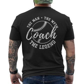 Baseball Coach The Man The Myth The Legend Teacher Husband Mens Back Print T-shirt - Seseable