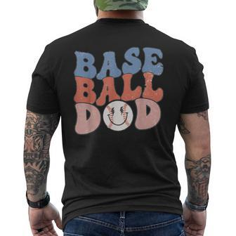Baseball Dad Groovy Fathers Day Sport Dad Retro Baseball Men's T-shirt Back Print - Thegiftio UK