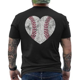 Baseball Heart Cute Mom Dad Men Women Softball Men's Back Print T-shirt | Mazezy