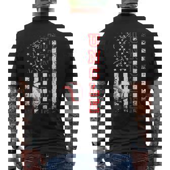 Baseball Uncle American Flag Funny Vintage Baseball Lovers Mens Back Print T-shirt | Mazezy
