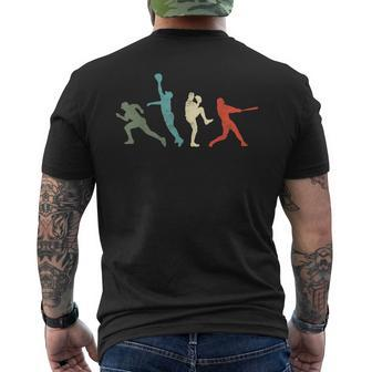 Baseball Vintage Retro Catcher Pitcher Batter Men's T-shirt Back Print - Seseable