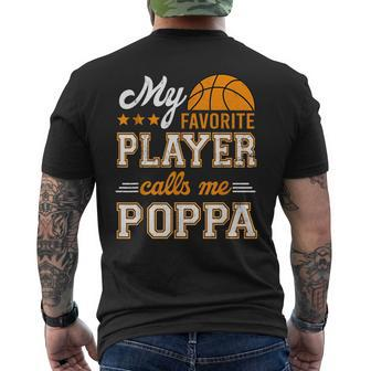 Basketball My Favorite Player Calls Me Poppa Mens Back Print T-shirt | Mazezy