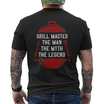 Bbq Smoker Grill Master The Man The Myth The Legend Badge Mens Back Print T-shirt - Seseable