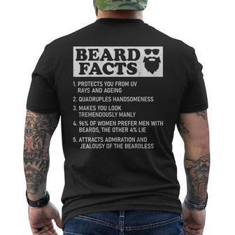 Mens Beard Facts Protects Ageing Makes Manly Bearded Dad Men's Back Print T-shirt | Mazezy