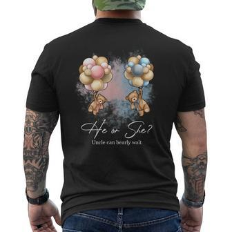 Bears Balloons Uncle Can Bearly Wait Gender Reveal Mens Back Print T-shirt | Mazezy