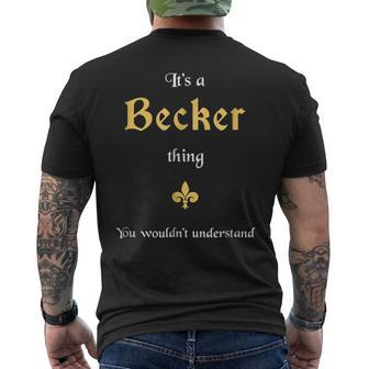Becker Cool Last Name Family Names Mens Back Print T-shirt - Seseable
