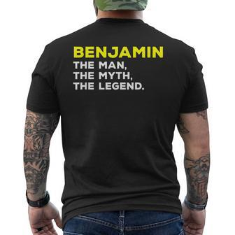 Benjamin The Man Myth Legend Funny Name Men Boys Mens Back Print T-shirt - Seseable