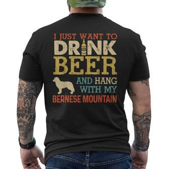Bernese Mountain Dad Drink Beer Hang With Dog Vintage Men's T-shirt Back Print - Seseable