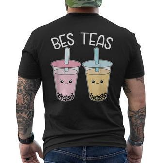 Bes Teas Besties Bubble Tea Cute Boba Best Friends Men's Back Print T-shirt | Mazezy