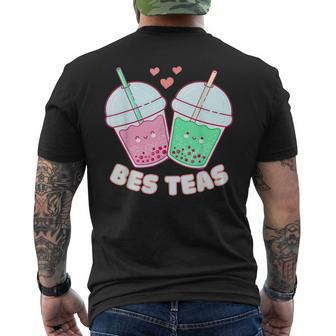 Bes Teas Cute Bestie Bubble Tea Boba Best Friends Men's T-shirt Back Print - Seseable