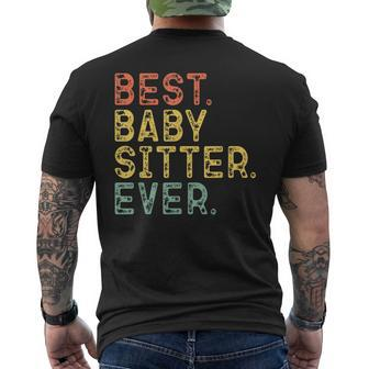 Best Babysitter Ever Funny Babysitting Retro Vintage Gift Mens Back Print T-shirt - Seseable