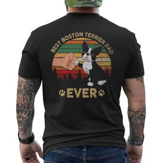 Mens Best Boston Terrier Dad Ever Retro Vintage Dad Fathers Day Men's T-shirt Back Print - Seseable