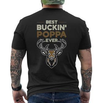 Best Buckin Poppa Ever Deer Hunting Fathers Day Gift Mens Back Print T-shirt | Mazezy AU