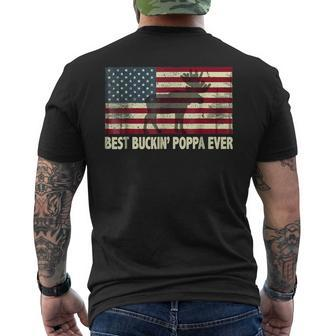 Best Buckin Poppa Ever Usa Flag Gift For Fathers Day Mens Back Print T-shirt | Mazezy