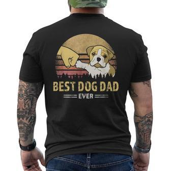 Mens Best Bulldog Dad Ever Vintage English Bulldog Puppy Lover Men's T-shirt Back Print - Seseable