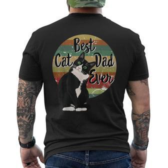 Best Cat Dad Ever Tuxedo Fathers Day Retro Men's T-shirt Back Print - Seseable