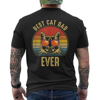 Best Cat Dad Ever Vintage Retro Cat Daddy Gift For Cat Lover Mens Back Print T-shirt - Seseable