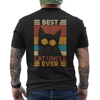 Best Cat Uncle Ever Men Cat Lover Black Cat Themed Funny Cat Gift For Mens Mens Back Print T-shirt - Seseable