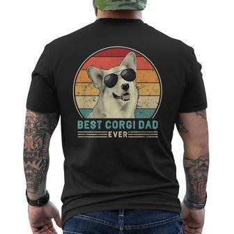 Best Corgi Dad Ever Retro Vintage 60S 70S Sunset Men's T-shirt Back Print - Seseable