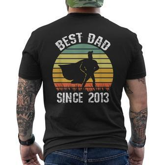 Best Dad Since 2013 Hero Super Father Birthday Retro Vintage Men's T-shirt Back Print - Seseable