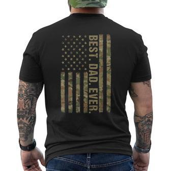 Best Dad Ever American Flag Vintage Fathers Day Camouflage Gift For Mens Mens Back Print T-shirt - Seseable