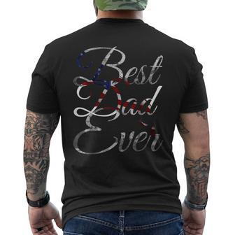 Best Dad Ever Cute Daddy Fathers Day Retro American Flag Mens Back Print T-shirt - Seseable