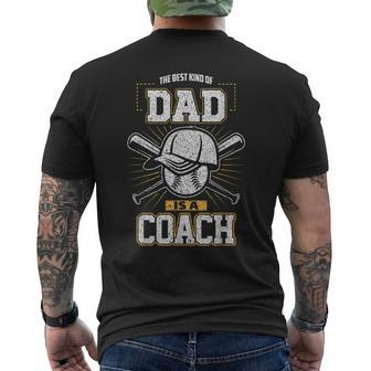 Best Dad Sports Coach Baseball Softball Ball Father Men's Back Print T-shirt | Mazezy