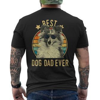 Best Dog Dad Ever Shetland Sheepdog Fathers Day Men's Back Print T-shirt | Mazezy
