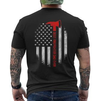 Best Firefighter Dad Ever American Flag Fathers Day V2 Men's T-shirt Back Print - Seseable