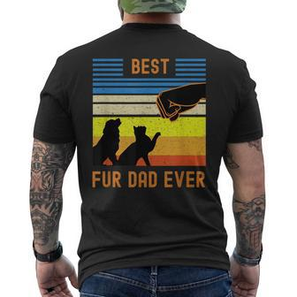 Best Fur Dad Ever Vintage Retro Dog And Cat Owner V2 Men's T-shirt Back Print - Seseable
