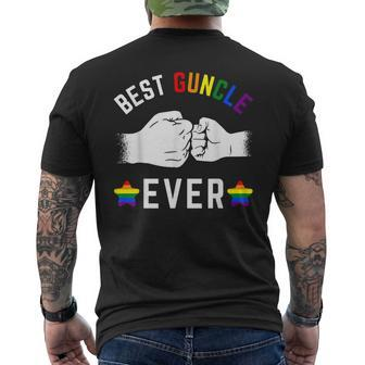 Best Guncle Ever Rainbow Colors Fistbump Pride Gay Uncle Gift For Mens Mens Back Print T-shirt - Seseable
