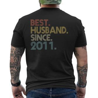 Best Husband Since 2011 Vintage Retro Wedding Anniversary Men's T-shirt Back Print - Seseable