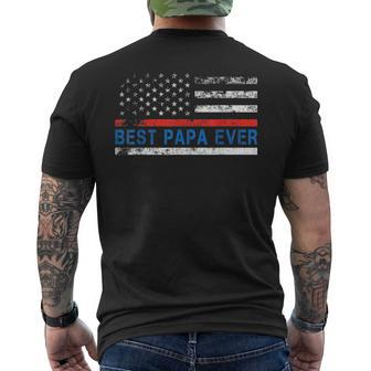 Mens Best Papa Ever American Flag Fathers Day Men's T-shirt Back Print - Seseable